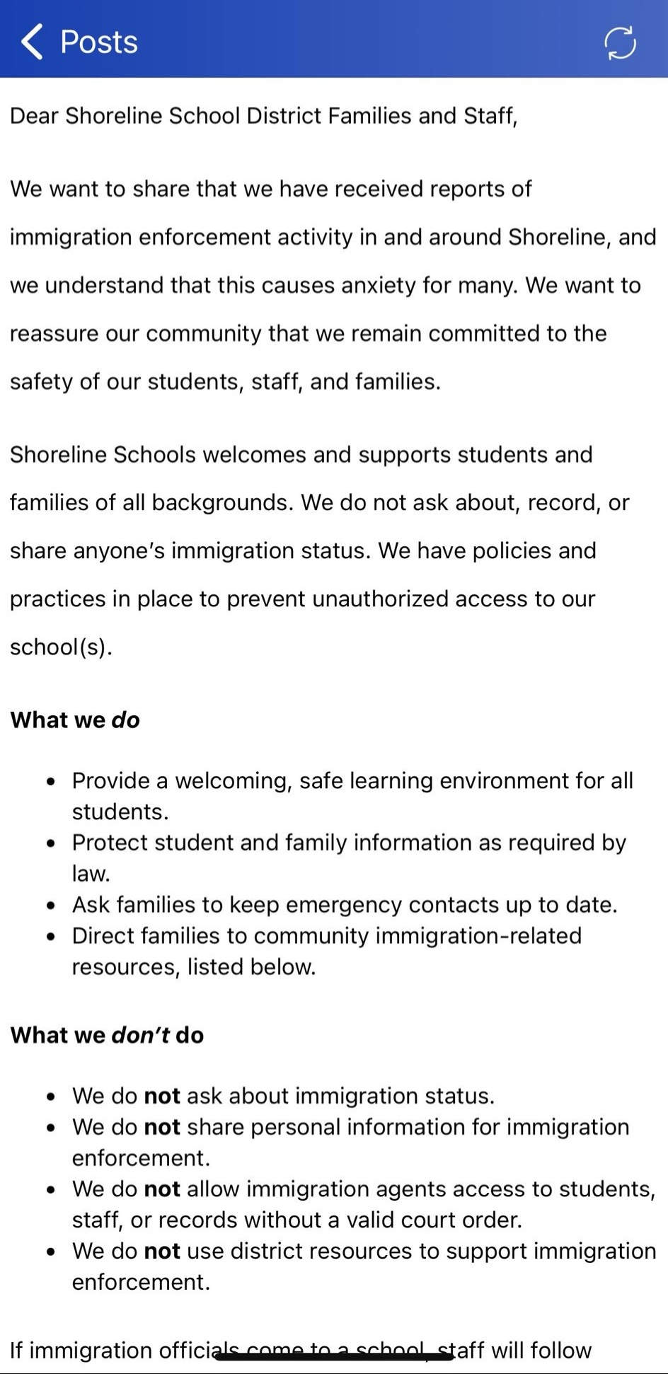 Shoreline School District warns families of ICE activity spike in the&nbsp;area