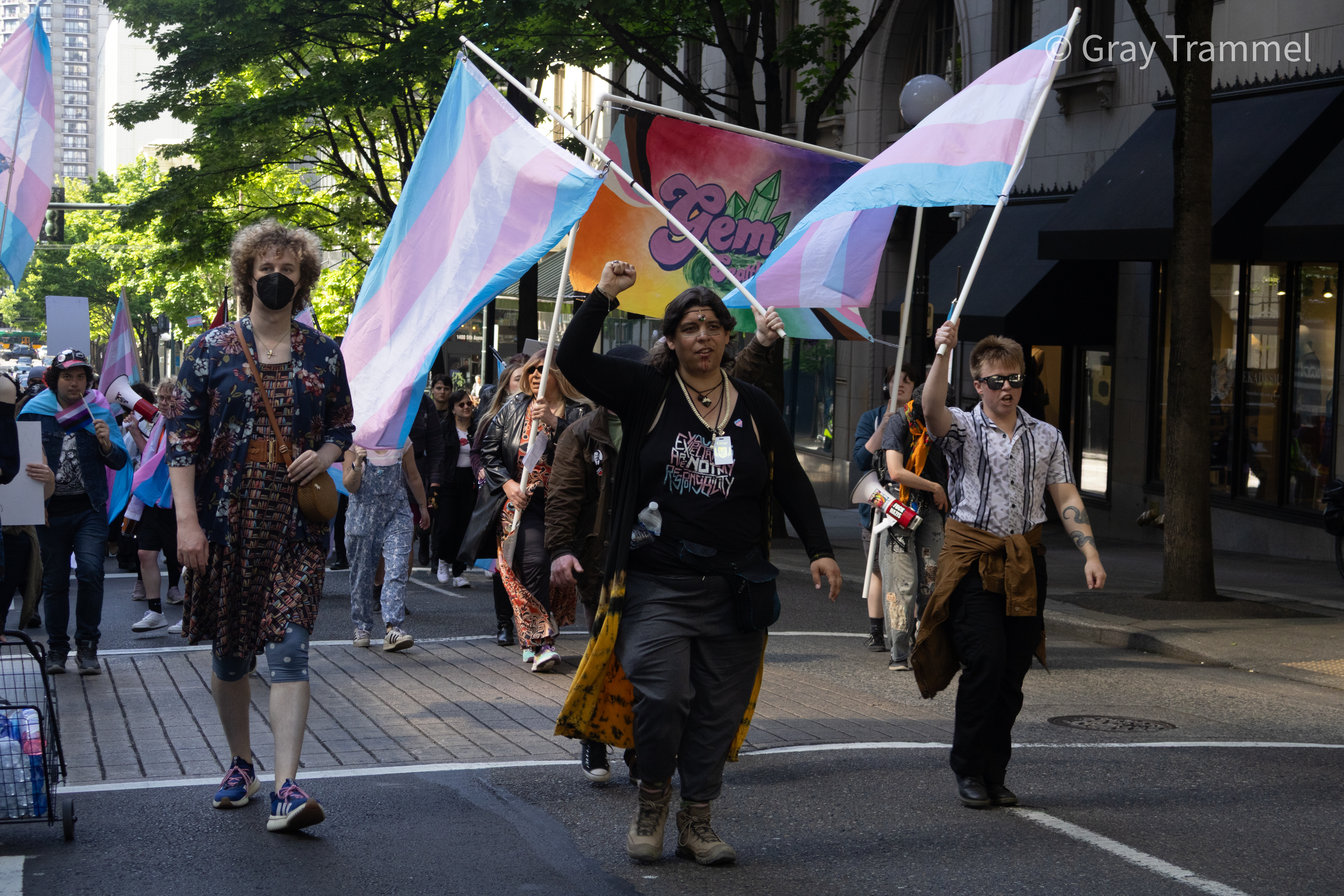 Trans activists march to Seattle City Hall to demand the mayor issue a civil emergency