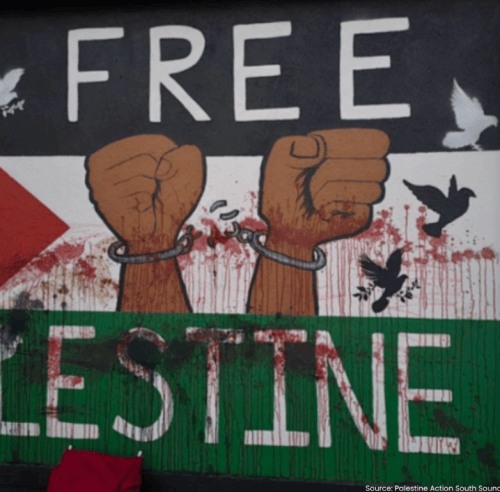 Vandal destroys Olympia’s Free Palestine mural on Stonewall Youth building for 8th&nbsp;time