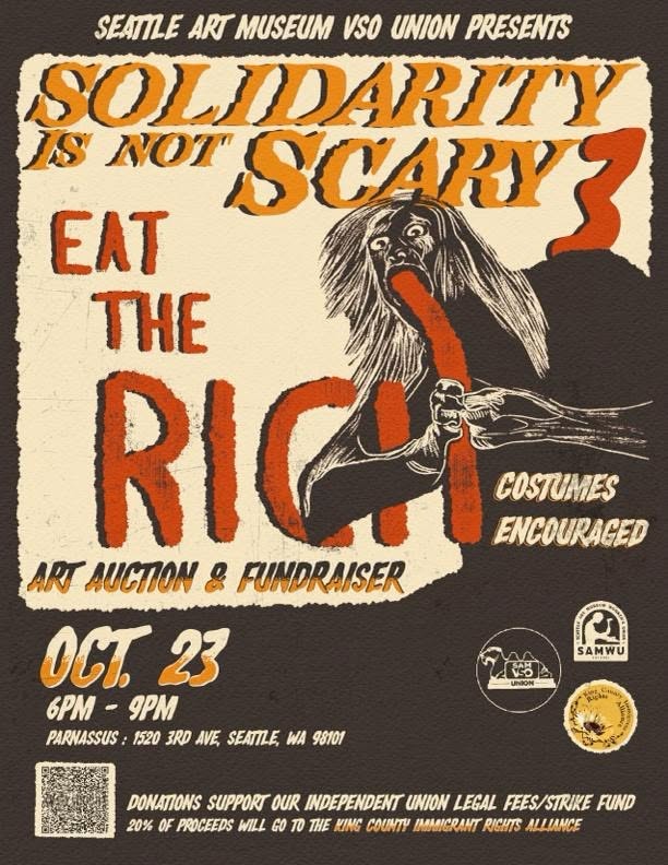 “Solidarity is Not Scary” art auction and fundraiser hosted by Seattle Art Museum VSO union taking place Oct. 23